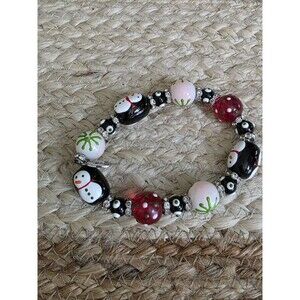 Glass Wedding Beaded Stretch Christmas Bracelet‎ by Kate & Macy